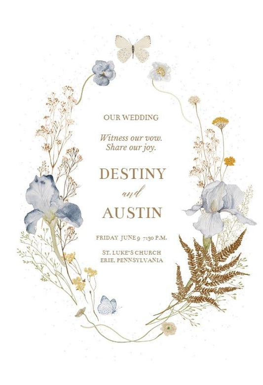 Iris Wreath - Wedding Invitation Template