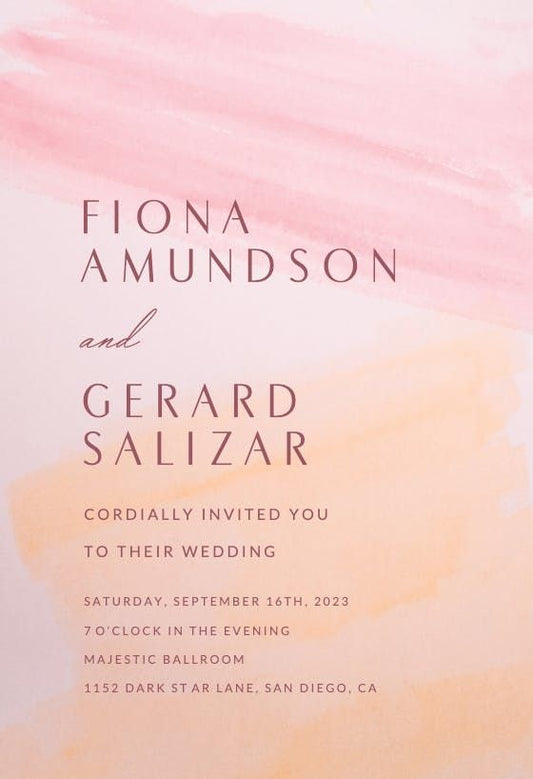 Pink Brush Blush - Wedding Invitation Template